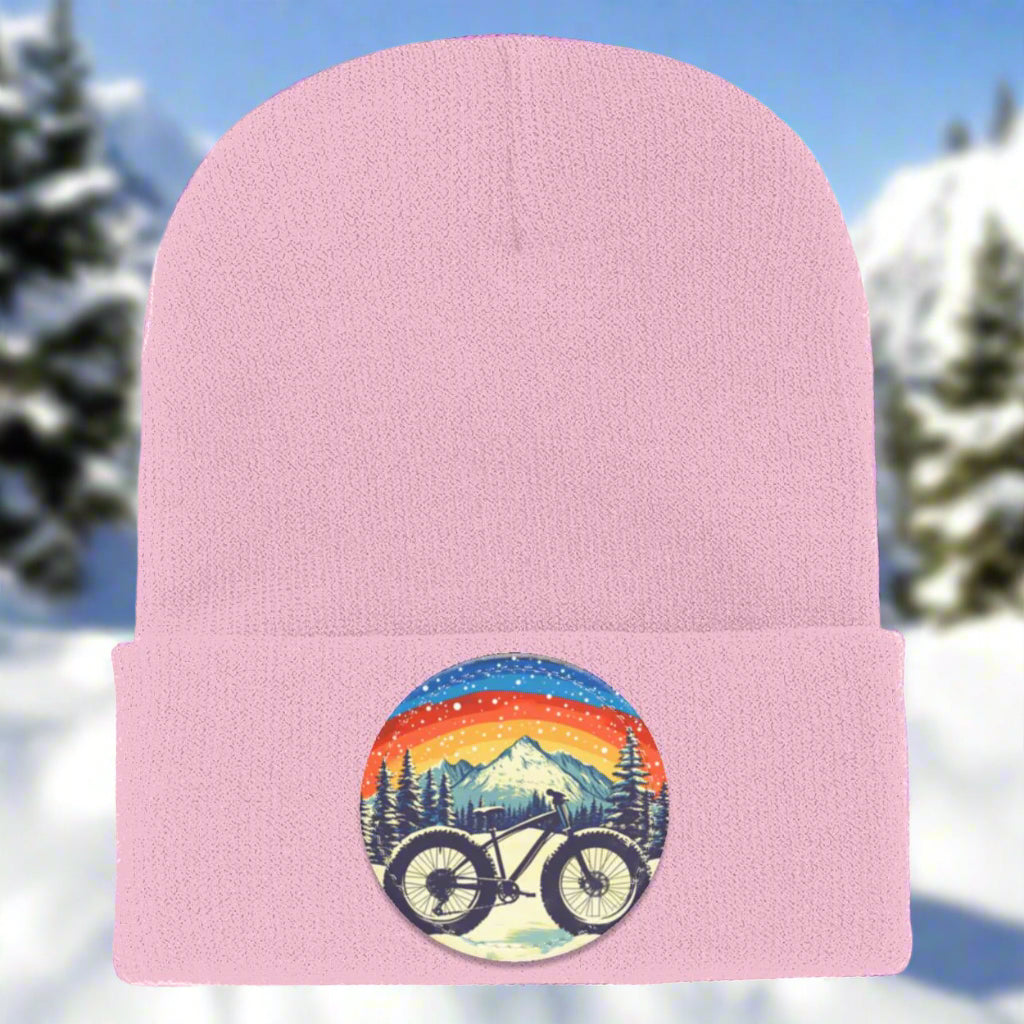 Mountain Joy Cuffed Knit Beanie with Vegan Leather Patch