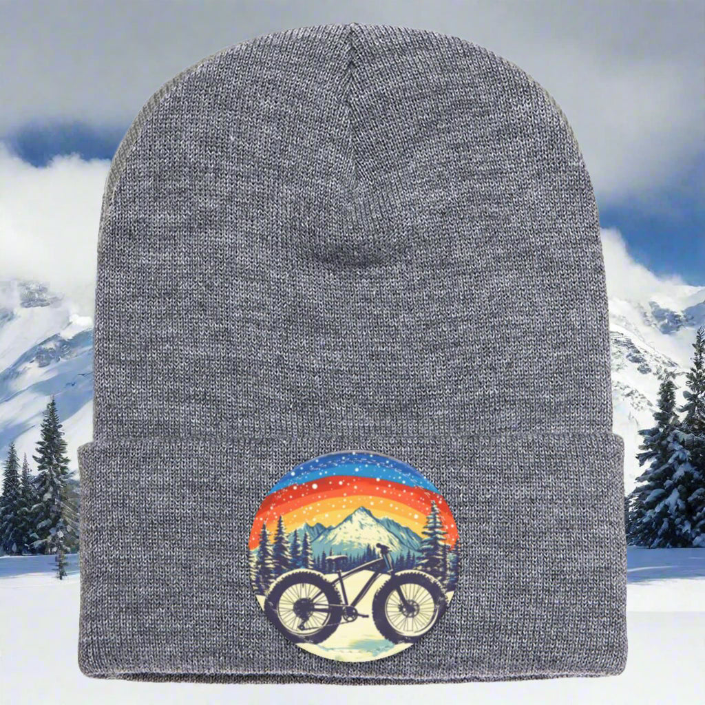 Mountain Joy Cuffed Knit Beanie with Vegan Leather Patch
