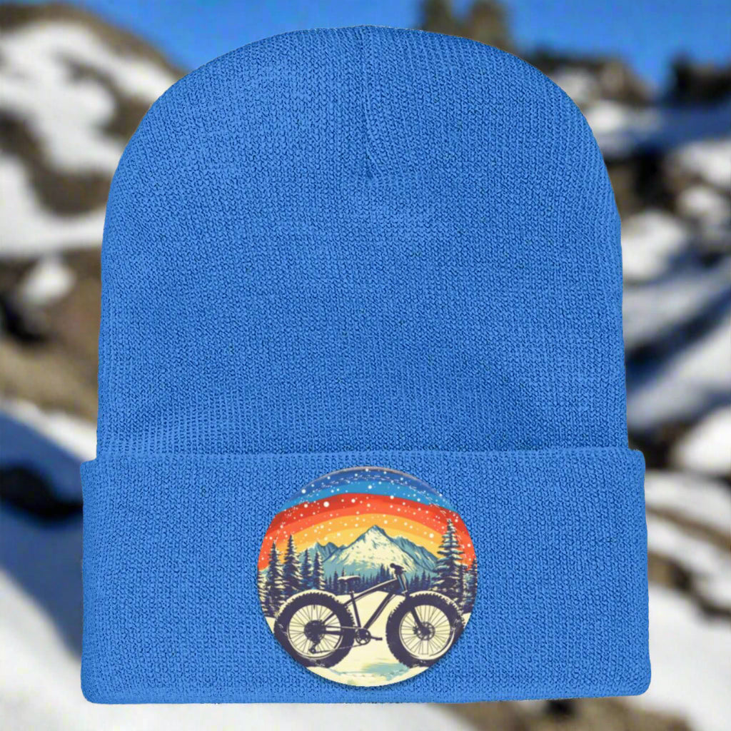 Mountain Joy Cuffed Knit Beanie with Vegan Leather Patch