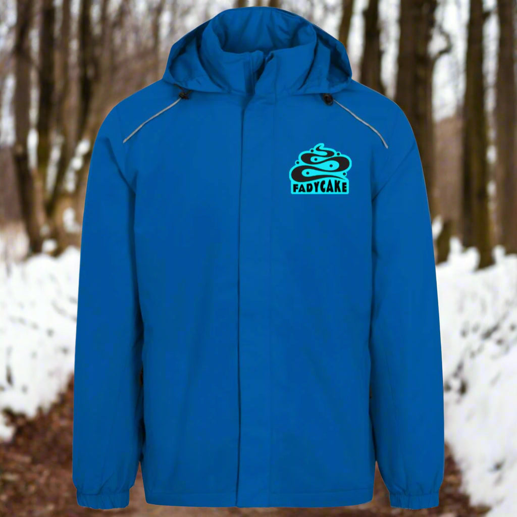 Mens FADYCAKE Weather Proof Fleece Lined Jacket With Hood fat biking jacket - blue