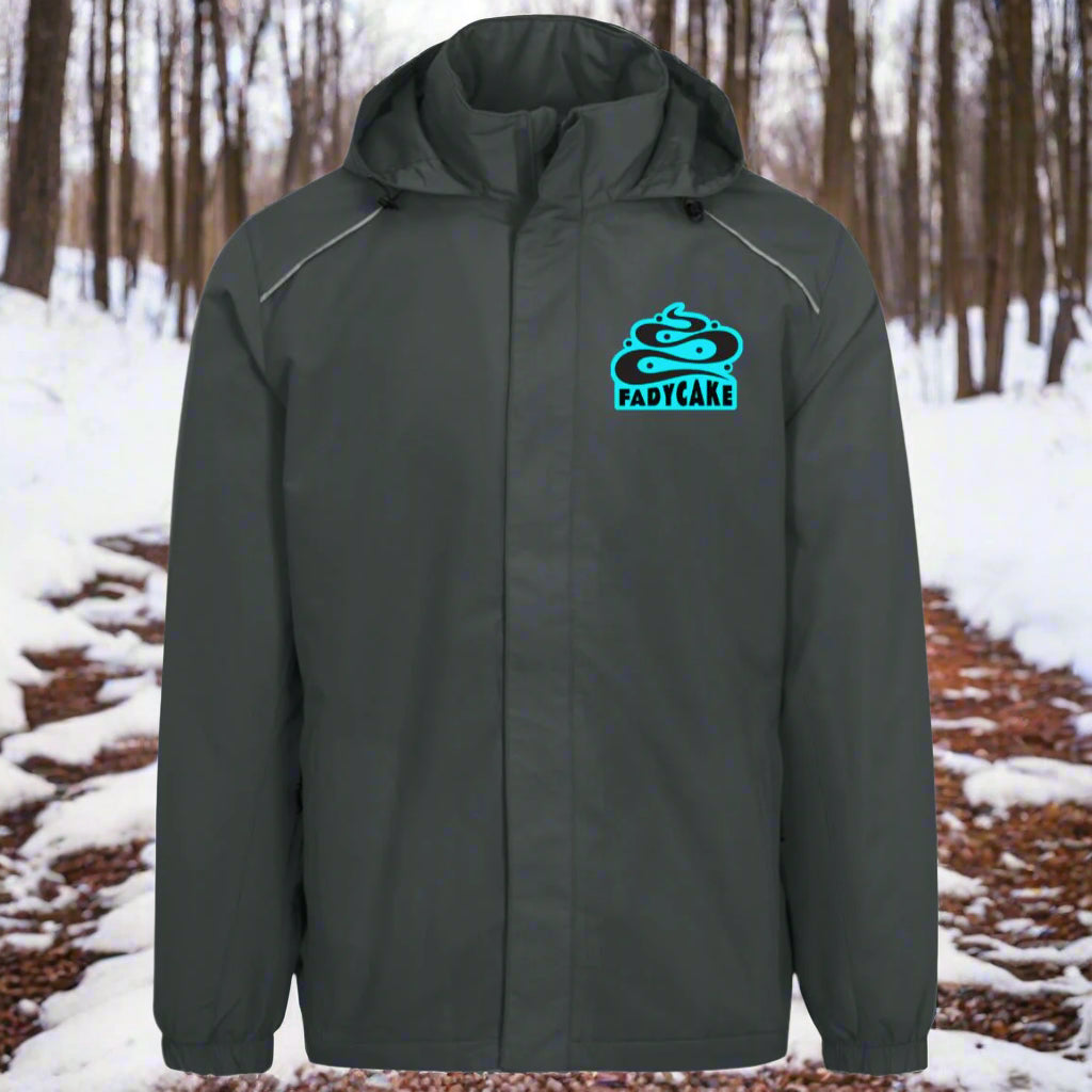 Mens FADYCAKE Weather Proof Fleece Lined Jacket With Hood fat biking jacket - carbon