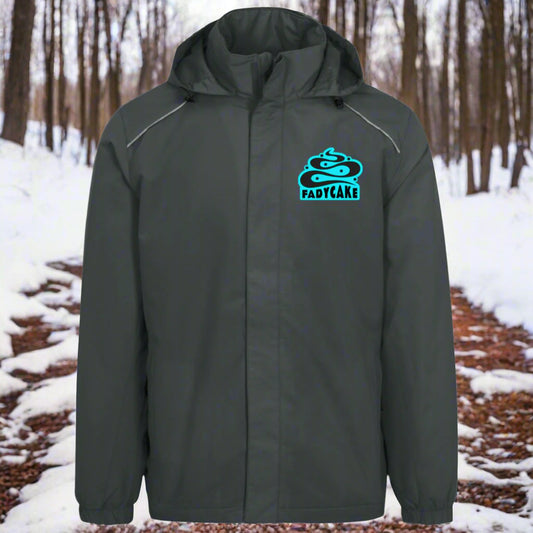 Mens FADYCAKE Weather Proof Fleece Lined Jacket With Hood fat biking jacket - carbon