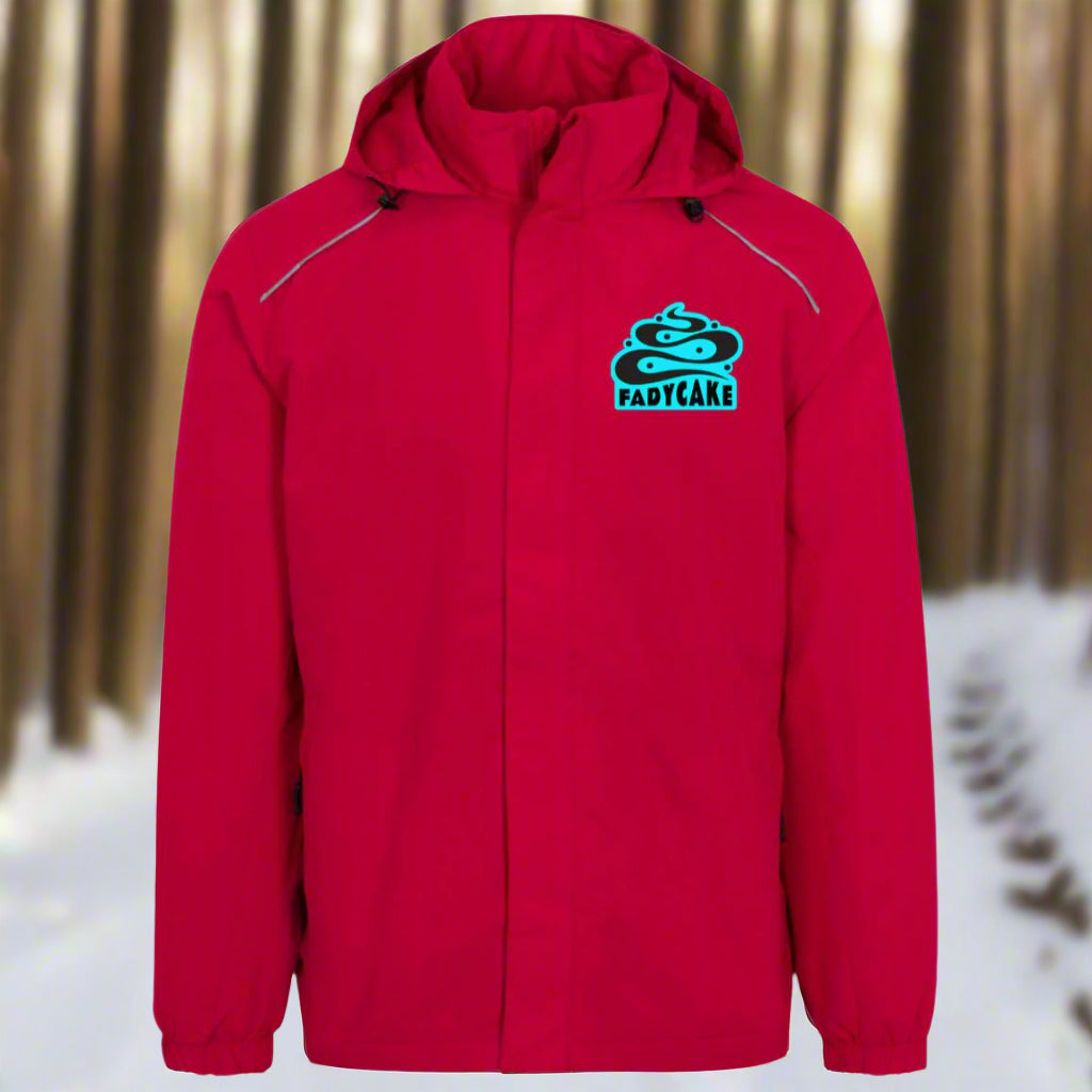Mens FADYCAKE Weather Proof Fleece Lined Jacket With Hood fat biking jacket - red