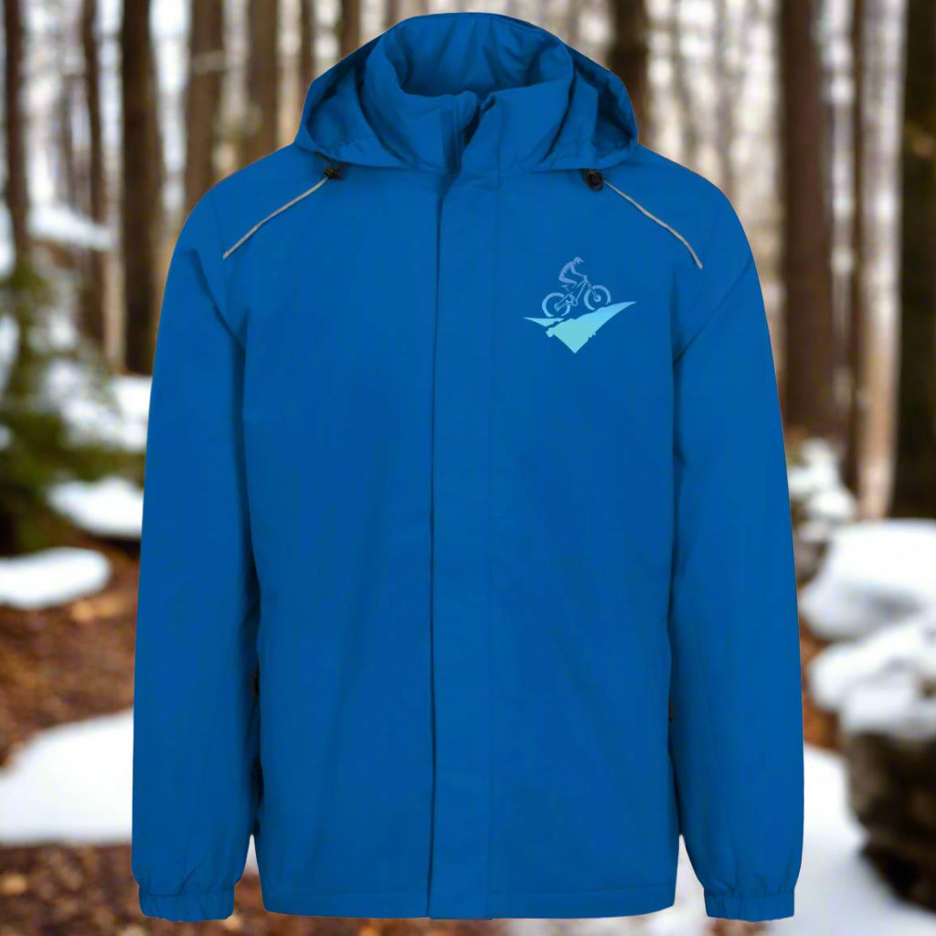 Mens Weather Proof Fleece Lined Jacket With Hood fat biking jacket - blue