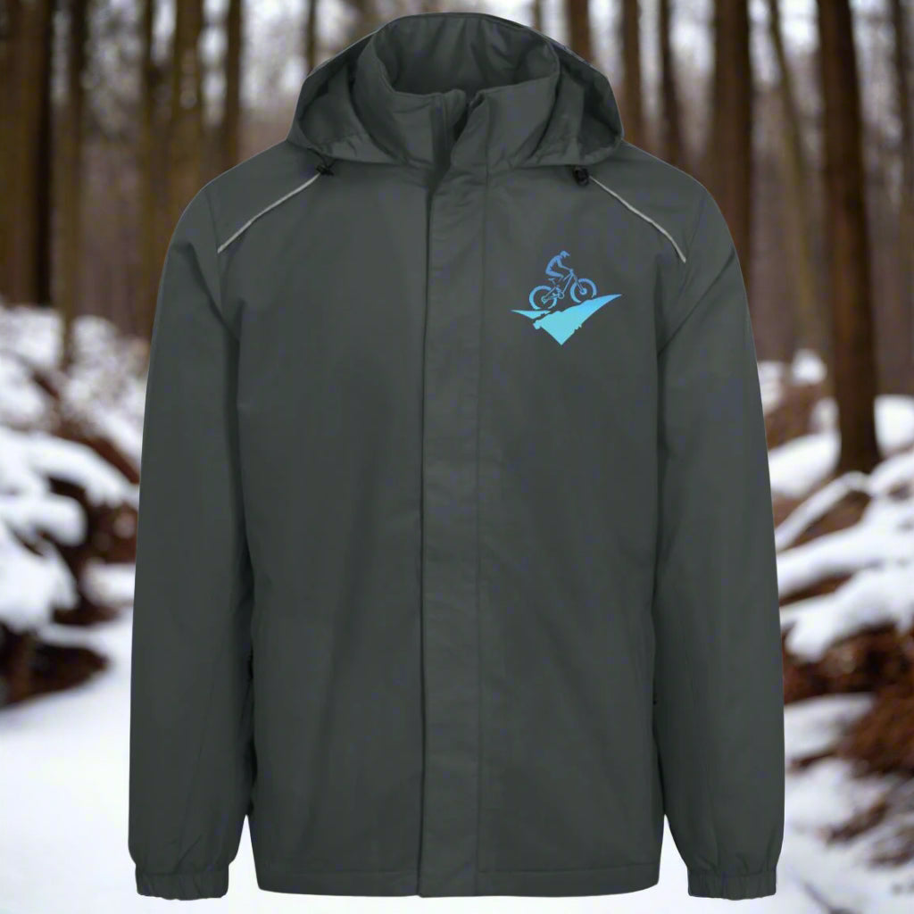 Mens Weather Proof Fleece Lined Jacket With Hood fat biking jacket - carbon