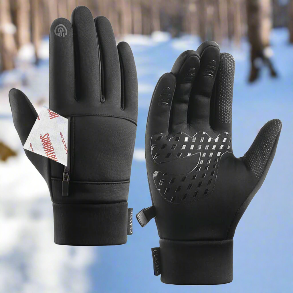 Weatherproof Fat Biking Gloves with Pocket for Hand Warmer | Fat Bike Asinine - Black