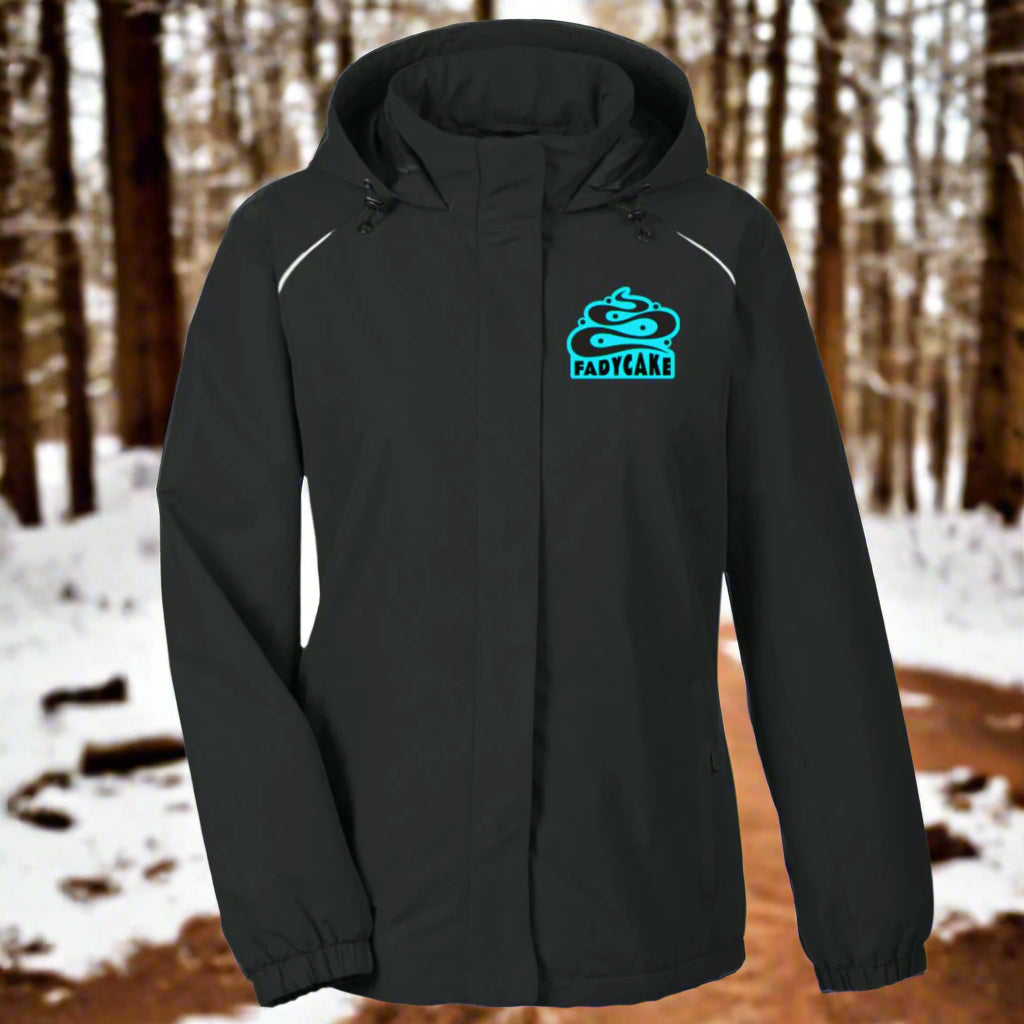 Womens FADYCAKE Weather Proof Fleece Lined Jacket With Hood fat biking jacket - black