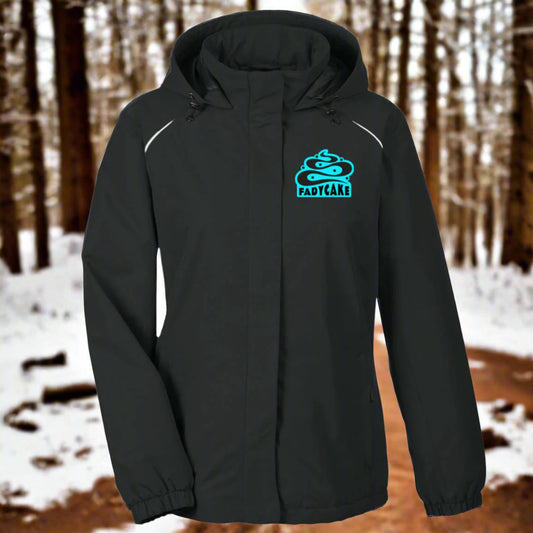 Womens FADYCAKE Weather Proof Fleece Lined Jacket With Hood fat biking jacket - black