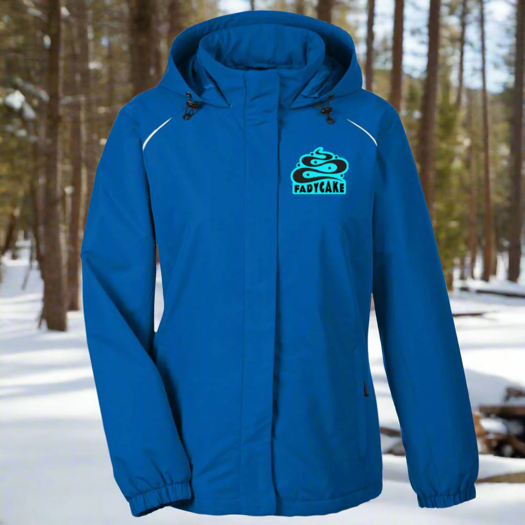 Womens FADYCAKE Weather Proof Fleece Lined Jacket With Hood fat biking jacket - blue