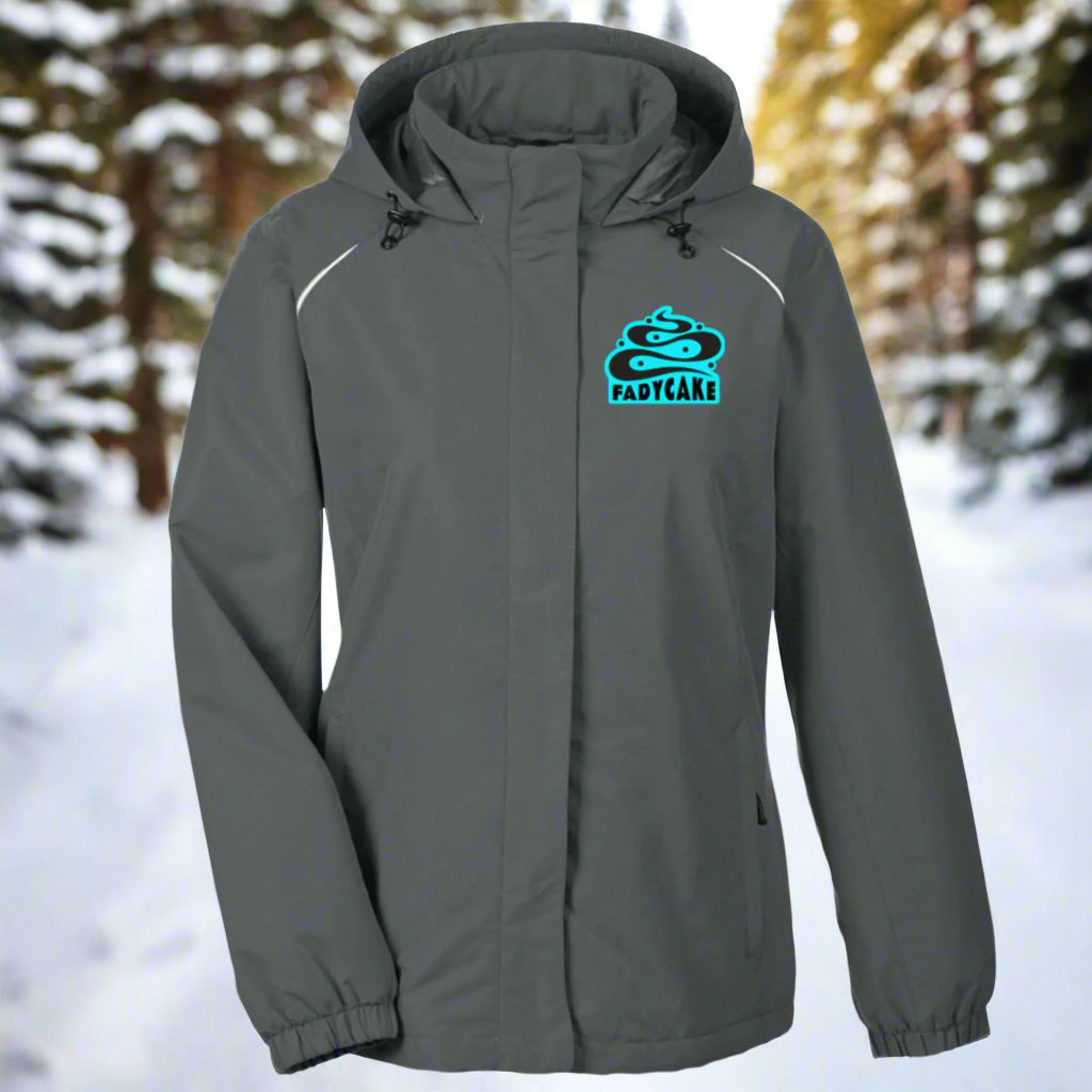 Womens FADYCAKE Weather Proof Fleece Lined Jacket With Hood fat biking jacket - carbon