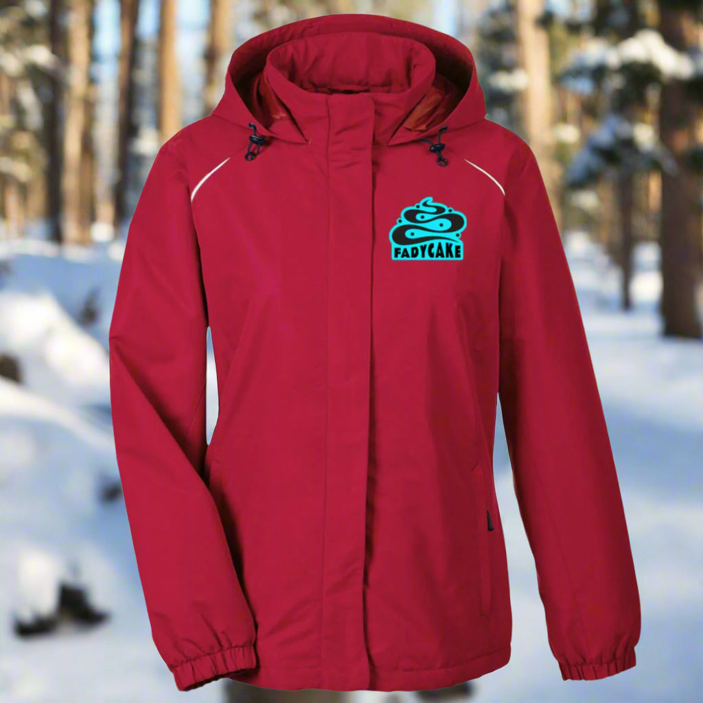 Womens FADYCAKE Weather Proof Fleece Lined Jacket With Hood fat biking jacket - red
