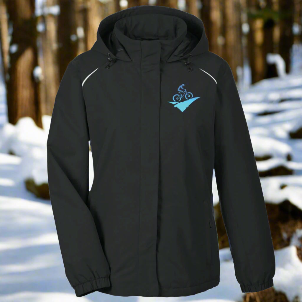 Womens Weather Proof Fleece Lined Jacket With Hood fat biking jacket - black