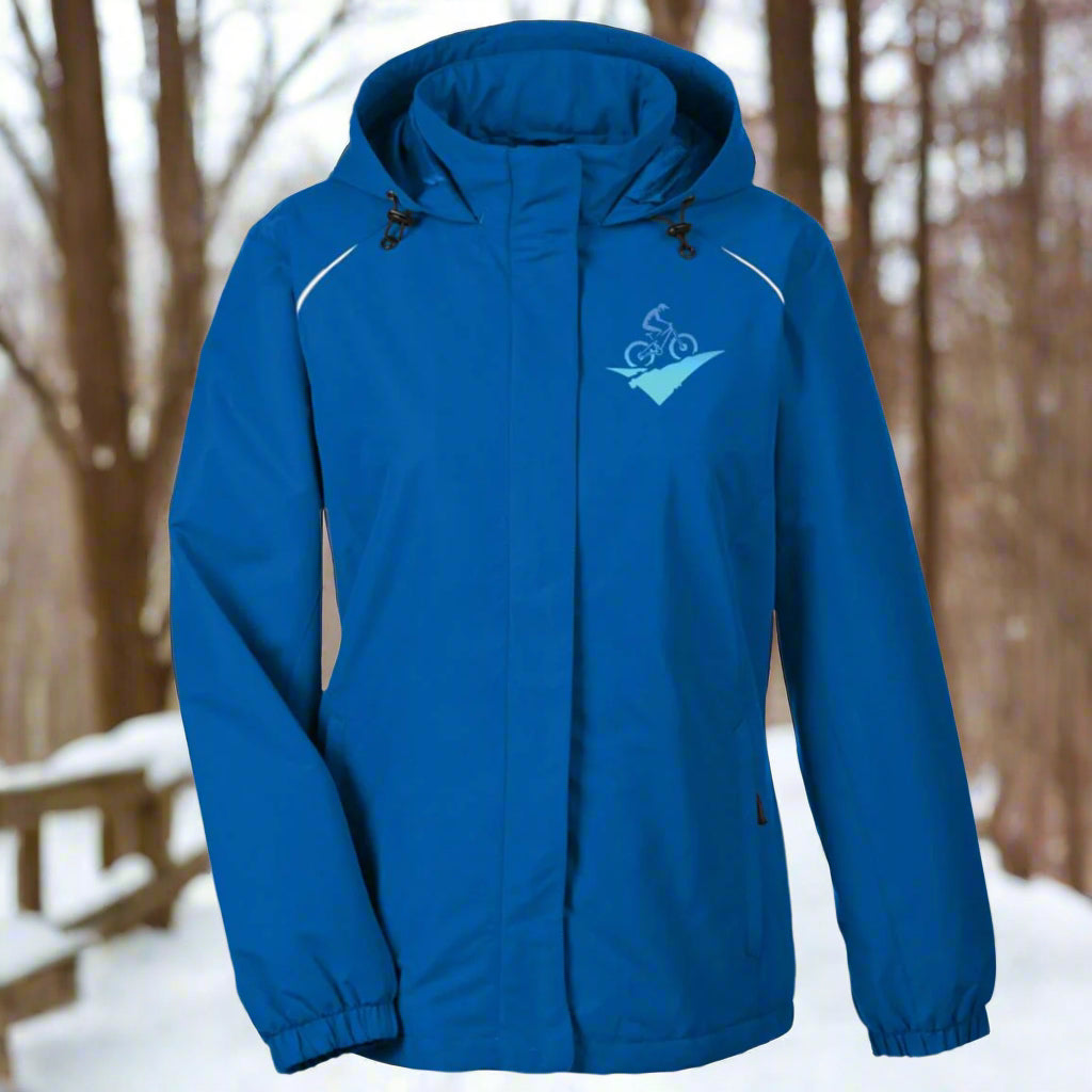 Womens Weather Proof Fleece Lined Jacket With Hood fat biking jacket - blue