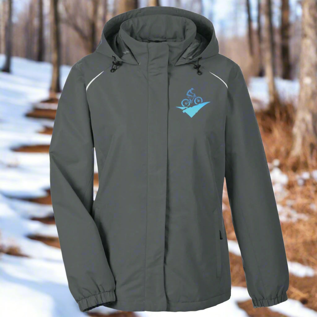 Womens Weather Proof Fleece Lined Jacket With Hood fat biking jacket - carbon