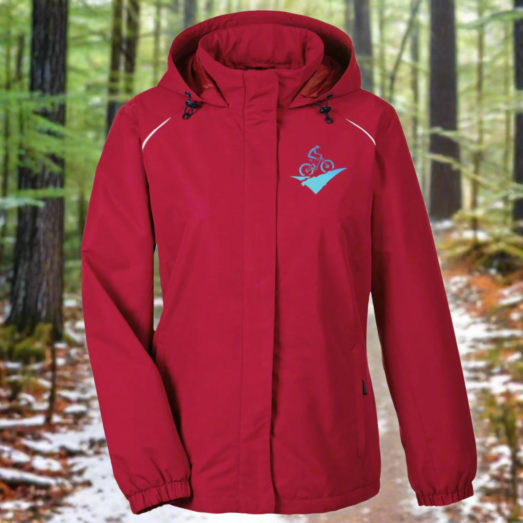 Womens Weather Proof Fleece Lined Jacket With Hood fat biking jacket - red