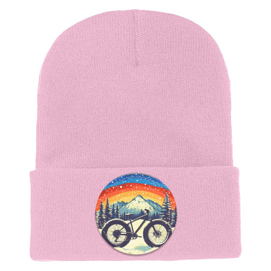 Mountain Joy Cuffed Knit Beanie with Vegan Leather Patch