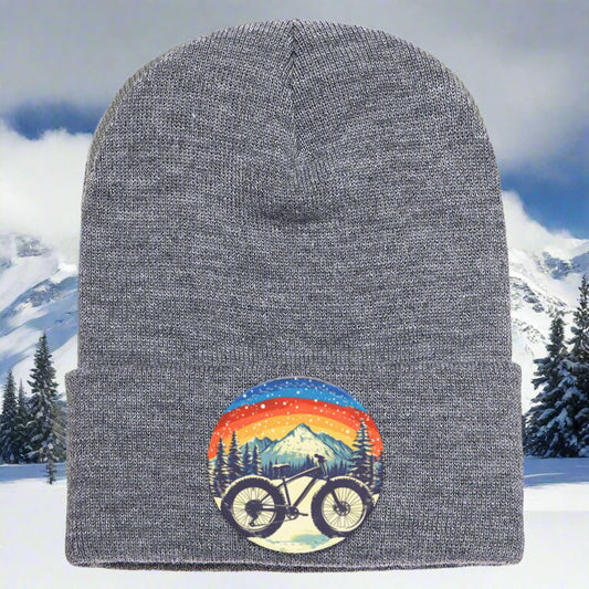 Mountain Joy Cuffed Knit Beanie with Vegan Leather Patch