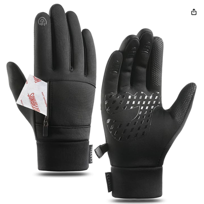 Weatherproof Fat Biking Gloves with Pocket for Hand Warmer | Fat Bike Asinine - Black