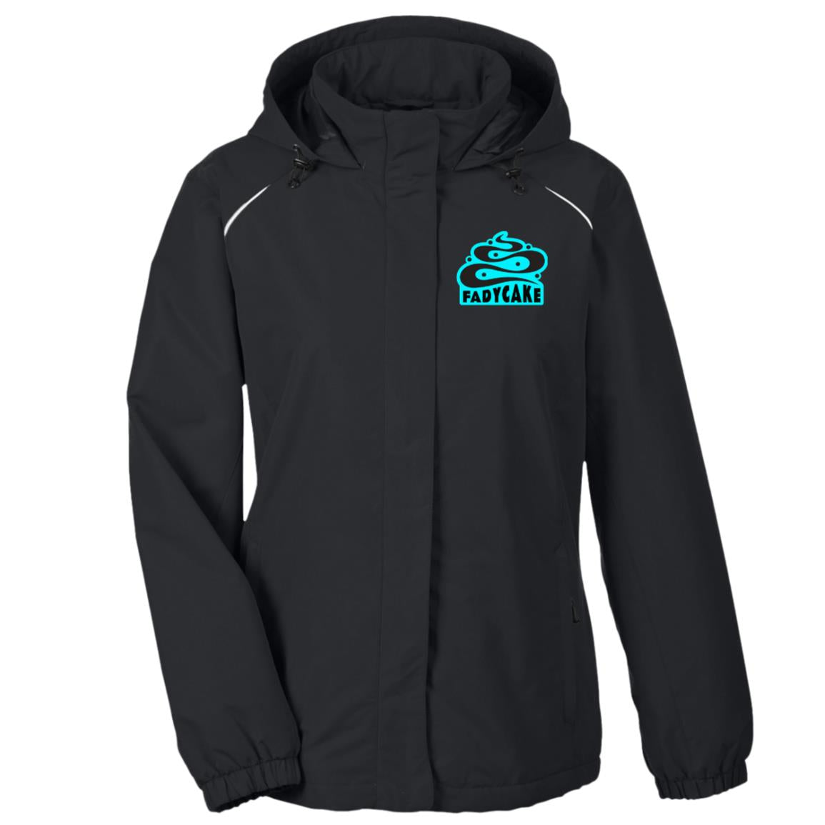 Womens FADYCAKE Weather Proof Fleece Lined Jacket With Hood fat biking jacket - black